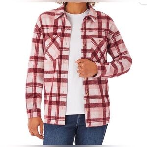 Members Mark Women’s Cozy Button Down Shirt Super Soft Red Plaid Size Medium